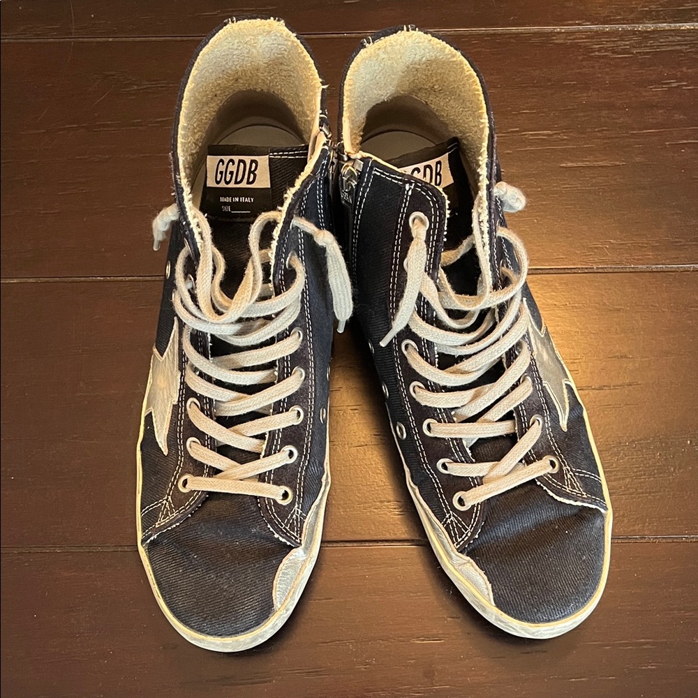 Golden Goose Navy and Silver High-Top Sneakers - Picture 6 of 6